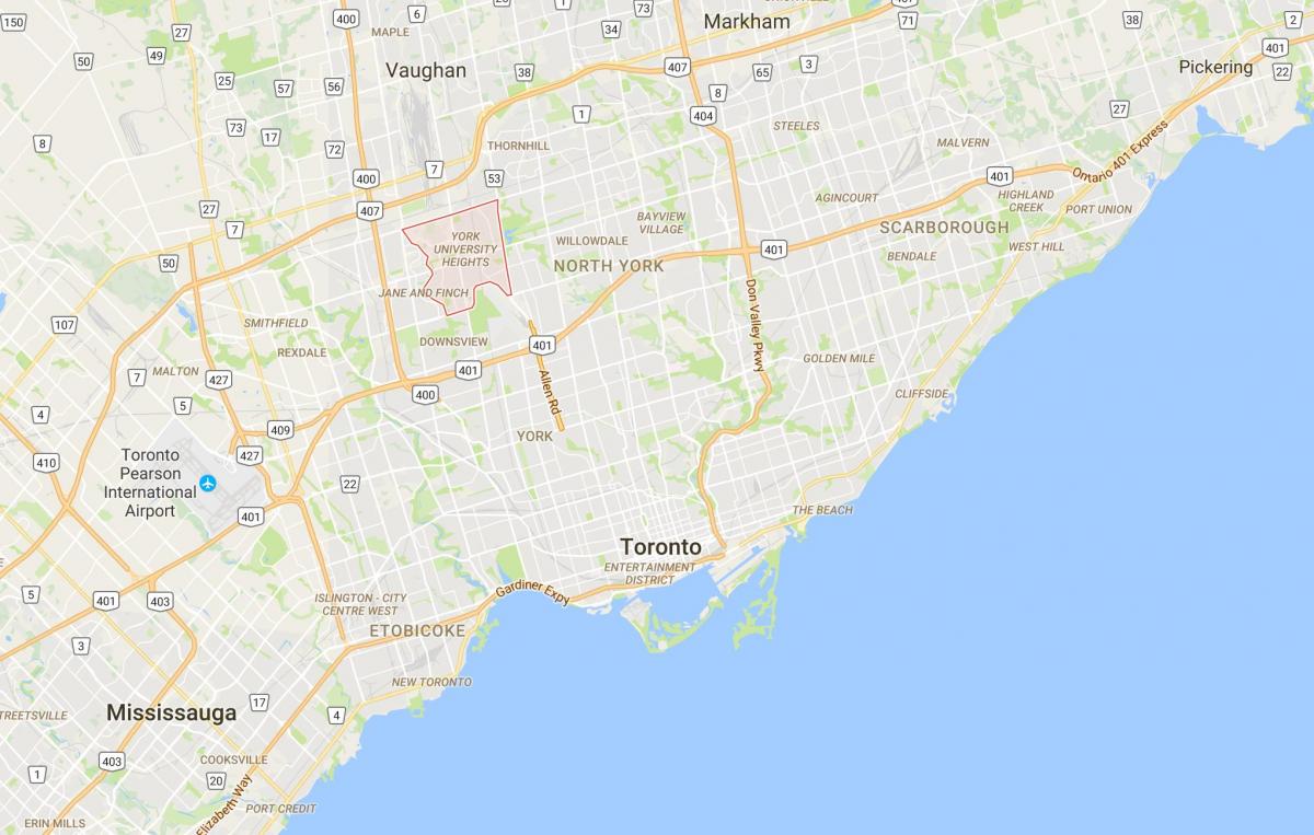 Peta dari York University Heights district, Toronto