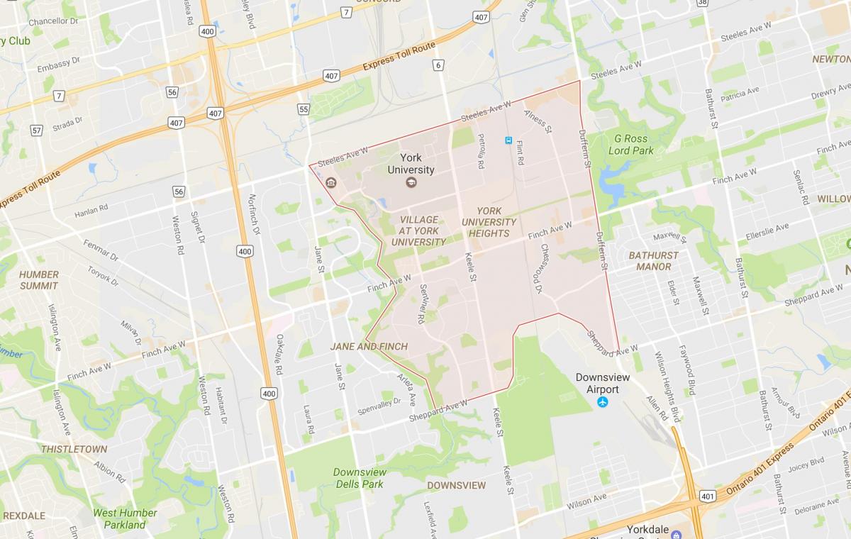 Peta dari York University Heights lingkungan Toronto