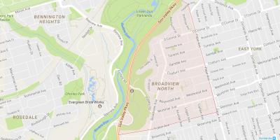 Peta dari Broadview Utara lingkungan Toronto