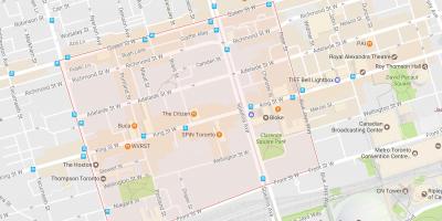Peta dari Fashion District lingkungan Toronto