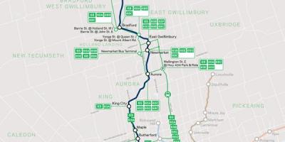 Peta dari garis Barrie Pergi Transit