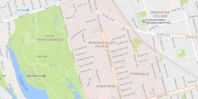 Peta dari Roncesvalles lingkungan Toronto
