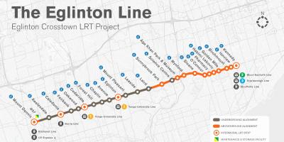Peta dari Toronto subway Eglinton baris proyek