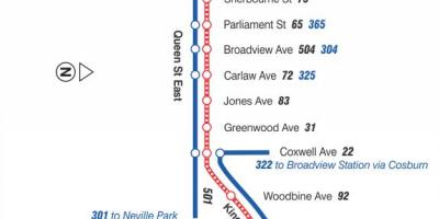 Peta dari trem baris 502 Downtowner