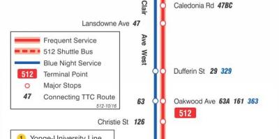 Peta dari trem baris 512 St. Clair