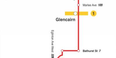 Peta dari TTC 14 Glencairn bus rute Toronto