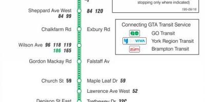 Peta dari TTC 195 Jane Roket bus rute Toronto