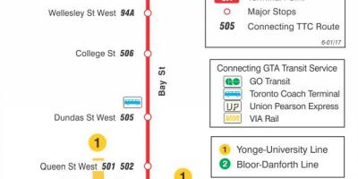 Peta dari TTC 6 Bay bus rute Toronto